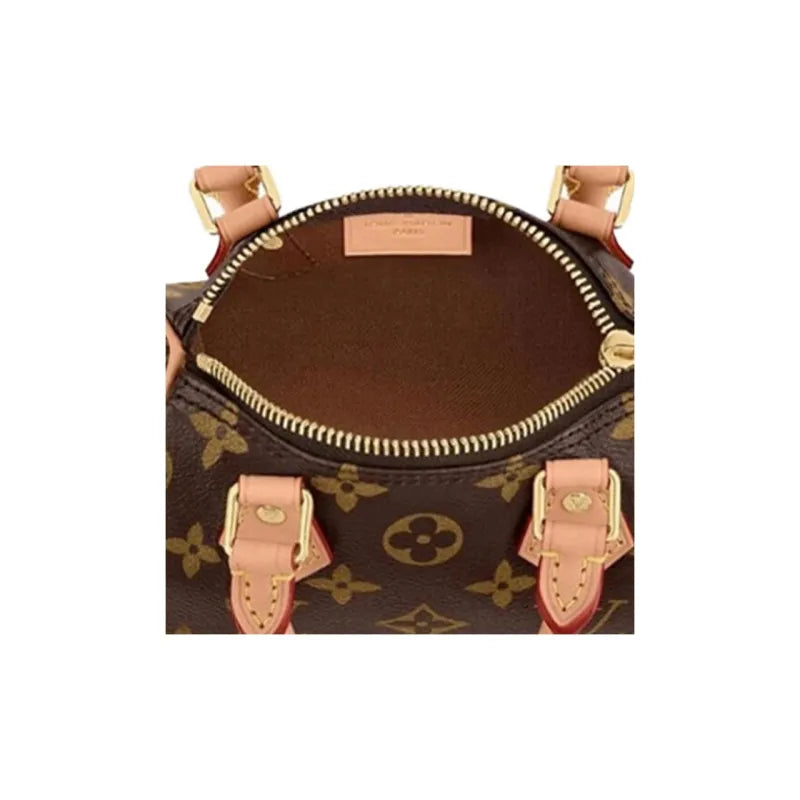 LOUIS VUITTON Nano Speedy Handbag Monogram Canvas Brown